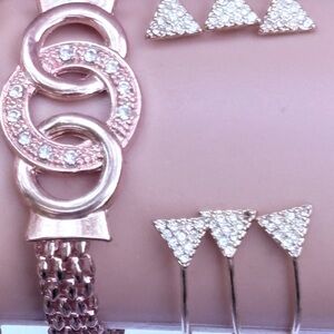 Elegant two Rose Gold rhinestone Crystal Bracelets(2)